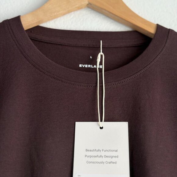 Everlane The Box Cut Tee in Essential Cotton in Dark Chocolate, Size Large - Picture 6 of 8